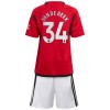 Original Trikotsatz Manchester United Van De Beek 34 Heimtrikot 2023-24 Für Kinder